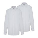 Trutex Basics 2 Pack Long Sleeve White School Shirts Boys (3-16+ Years). Regular Fit White Shirts for Boys, Easy Iron Boys White Shirts, Button Down White Shirt Boys - Genuine School Uniform