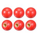 sourcing map 6Pcs Threaded Ball Knobs, M10 Female Thread Thermoset Ball Knob 1.37'' Dia Red Round Operation Ball Handles with Copper Insert for Machine Handle Tool Replacement