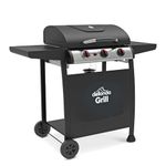 Dellonda 3 Burner Gas BBQ Grill with Piezo Ignition, Built-In Thermometer, Black/Stainless Steel - DG14