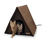 K&H PET PRODUCTS Outdoor Heated Multi-Kitty A-Frame Chocolate 35" x 20.5" x 20" 40W (100213096)