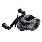 Abu Garcia MAX 40-60 Low Profile Reel, Fishing Reel, Low Profile Baitcast Reels, Predator Fishing, Pike, Zander, Catfish, Unisex, Grey/Red, 60 | Right Hand