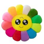 AVS Soft Cute Smiley Sunflower Velvet Emoji Cushions with Fibre Filling Pillows for Bedroom Living Room, Cushion Use in Car, Kids & Girls Room Decoration(16X16 Inches, Multi) - 4