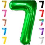 KatchOn, Dark Green 7 Balloon Number - 40 Inch | Emerald Green Number 7 Balloon, Jungle Party Decorations | Number 7 Balloons for Birthdays | Number 7 Balloon Green 7th Birthday Decorations for Boys