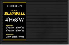 Slatwall Panel Garage Wall Organizer: Heavy Duty Wall Mounted PVC Wall Rack, Interlocking Slat Wall Paneling for Garage Wall Storage, Slatwall Board, Slatwall Shelves System -Black 8 pcs (4’H x 8’W)