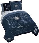 Jay Franco Wednesday Addams Queen Size Comforter Set - 7 Piece Bedding Includes Sheet Set & Pillow Covers - Blue Stars Super Soft Cozy Bedding