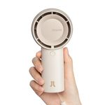 JISULIFE Handheld Turbo Fan [16H Max Cooling Time] Mini Portable Hand Fan, 4000mAh USB Rechargeable Personal Fan, Battery Operated Pocket Fan with 5 Speeds for Travel/Outdoor/Home/Office - Brown