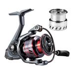 Mifine Greek Spinning Fishing Reels Saltwater Freshwater Ultralight Ultra Smooth Powerful Reel with Aluminum Extra Spool(Black Red,Size 4000)