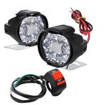 Pivalo 6 LED Fog Light 12V DC Power Waterproof Universal Head Lamp Off-Road Driving Anti Fog Headlight with Handlebar Switch for Bike Scooty Motorcycle (White, Pack of 2)