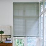 SHEERVIEW Cordless Aluminum Blind, Custom Size Matte Gray 1" Slat Horizontal Mini Blinds Light Filtering Inside Outside Mount Waterproof for Window Treatment Decor Home Office