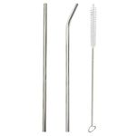 AmigozZ 2pcs Reusable Stainless Steel Drinking Straws with 1 Cleaner Brush Kits