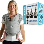 Baby K'tan Original Baby Wrap Carrier, Infant and Child Sling - Simple Pre-Wrapped Holder for Babywearing - No Tying or Rings - Carry Newborn up to 15 kg, Heather Grey,Women 10-14 (Medium), Men 39-42