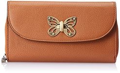 Accessorize London Women's Faux Leather Brown Butterfly Large Profile Wallet Purse