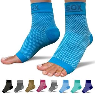 SB SOX Compression Foot Sleeves for Men & Women - Best Plantar Fasciitis Socks for Plantar Fasciitis Pain Relief, Heel Pain, and Treatment for Everyday Use with Arch Support (Blue, Large)