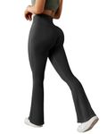 RXRXCOCO Ribbed Flared Leggings Bootcut Yoga Pants for Women High Waisted Gym Leggings Sports Yoga Leggings