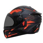 Steelbird SBH-17 Terminator ISI Certified Full Face Graphic Helmet in Matt Finish(Medium 580 MM, Black Fluo Red Fitted with Clear Visor and Extra Smoke Visor)