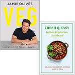 Veg Jamie Oliver [Hardcover], Fresh & Easy Indian Vegetarian Cookbook 2 Books Collection Set