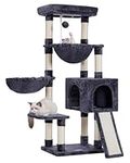 Hey-brother Large Cat Tree, Cat Tower for Indoor Cats, Cat House with Padded Bed, Cozy Condo, Hammocks, Sisal Scratching Posts, Big Scratcher, Smoky Gray MPJ006-MG