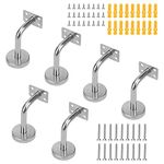 ZEONHAK 6 PCS Silver Handrail Brackets, 60 x 80mm Stainless Steel Bannister Brackets, Handrail Fixing Brackets with Screws & Expansion Tubes for Stair Handrail