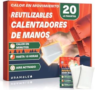 BRAMBLE 40 Calentadores de Manos Reutilizables (20 Pares, 8 Horas de Calor Durante 10 Días) - Hand Warmer Almohadillas Calientamanos