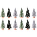 Pilikoll 12 Pcs Mini Christmas Trees, DIY Miniature Bottle Brush Trees Diorama Trees Artificial Christmas Tree Mini Christmas Ornaments Tabletop Trees for Christmas, Room Decorate, Diorama Models