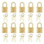 10pcs Mini Cute Diary Padlocks Gold Small Luggage Locks with Keys for Jewelry Boxes Decor