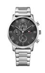 Tommy Hilfiger Men's 44mm Analogue Multifunction Quartz Watch - Grey Sunray Dial, Silver Stainless Steel Bracelet, 3 Sub-Dials, 3ATM Water Resistance - 1791397