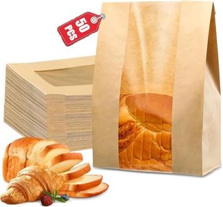 50 Pack Kraft Sourdough Bread Bagss(31cmx21cmx9cm),with bread bag twist tie, Large Paper Bakery Bags with Clear Window for Homemade Bread, Baked Food Packaging Storage,Bread Bag(Brown)
