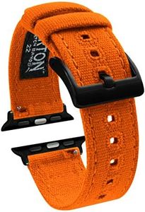 BARTON WATCH BANDS - Pumpkin Orange (Black PVD Hardware) Canvas Watch Bands Compatible with Apple Watch Models - 1, 2, 3, 4, 5, 6, 7, 8, 9, 10, SE, Ultra & Ultra 2 - (38mm/40mm/41mm)