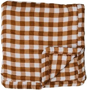 Mebie Baby Muslin Quilt, Gingham 100% Muslin Cotton Baby Blankets for Girls and Boys, Muslin Baby Blanket for Newborns, Babies, Toddler, Soft Muslin Swaddle Blankets, 47"x47"