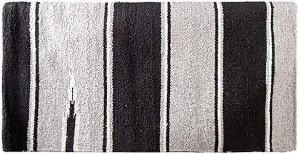 Dura-Tech Woven Navajo Western Saddle Blanket for Horses | Lightweight Horse Saddle Blanket | Colorful Acrylic/Cotton Blend Saddle Blanket | Versatile Use | Color Grey/Black | Size 32" X 32"
