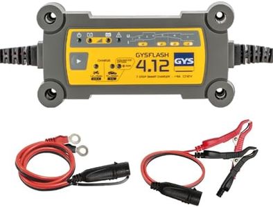 GYS, GYSFLASH 4.12, Chargeur de Batterie Intelligent Plomb (VRLA, AGM, SLA, Gel, Liquide, EFB), 0,8A/4A, Véhicules 12V (Moto, Voiture), Maintien de Charge Sécurisé, Désulfatation, IP65