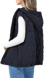 PRETTYGARDEN Women's Fall Fashion Vest Zip Up Jacket(Navy,Large)