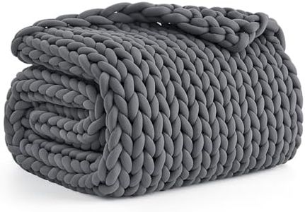Dream Valley Hand-Braided Cooling Weighted Blanket for Adults Cozy Chunky Knit Hand-Knitted Throw Blanket Cooling Comfort for Deep Sleep & Hot Sleepers, 12 lb, Charcoal, 40"x60"