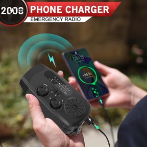 Wind Up Emergency Radio, 2000mAh Hand Crank AM/FM, Flashlight & SOS – Black