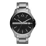 Armani Exchange Hampton Analog Black Dial Silver Band Men's Stainless Steel Watch-AX2103