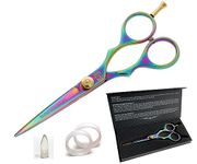 Professional Hair Cutting Scissors, Hairdressing Scissors, Ultra-Sharp Japanese Convex Blades, Titanium Coated - 5.5 inch, Includes Case