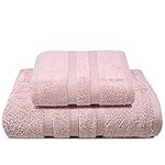 2 Pack Luxury Bath Towel Set Premium 100% Cotton Zero Twist 600GSM Bathroom Towels Ultra Absorbent & Quick Dry Hotel Quality White | 1 Bath Towel, 1 Hand Towel (Blush Pink, 2)