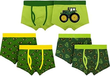 John Deere Baby Boy's Toddler Child Boxer Brief Underwear, Green Lime Green Dark Green, 2T-3T