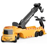 GizmoVine Tow Truck Toy, Construction Toys, Friction Car Trailer with 360° Rotating Crane Arm, 180° Rotating Head, Gift for 3 4 5 Year Olds