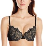 Maidenform Women's Love The Lift Push Up, Black Body/Beige Lace, 38D