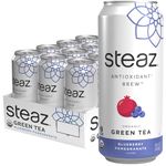 Steaz Iced Tea Can, Green Blueberry Pomegranate, Gluten Free, 16-Ounces (Pack of12)