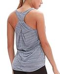 icyzone Workout Tank Tops for Women - Sport Yoga Tops Loose Fit, Racerback Muscle Vest Shirt (M, Placid Blue)