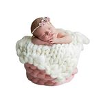 Uposao Newborn Photography Props Blankets, Braided Blanket Basket Filler Baby Photo Backdrop Rug, Baby Photoshoot Posing Bean for Infant Boy or Girl, Professional Baby Photo Prop Cushion