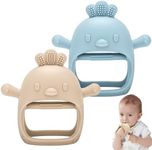 2Pcs Silicone Baby Teether Toy for Infants 3+ Months, BPA Free Anti-Drop Silicone Mitten Teething Toy for Soothing Sore Gums, Baby Chew Toys for Sucking Needs