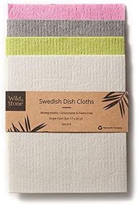 Wild & Stone | Swedish Dishcloth | Eco-Friendly Sponge Cloth | Biodegradable Kitchen Cloths Cleaning | Reusable Kitchen Sponge | Kitchen Cloth | Eco Cleaning | Authentic Swedish Manufacturing (1 Pack)