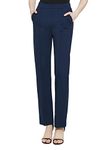 Urban CoCo Women's Yoga Dress Pants Stretchy Casual Slacks Straight Leg Work Pants with Pockets (Navy Blue, XL)