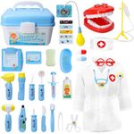 LOYO Doctor Kit Kids - Dentist Kit for Kids, Kids Doctors Play Set with Doctor Costume, Pretend Play Toddler Kids Toy for 2 3 4 5 6 7 Years Old Boys Girls Birthday Gifts (Blue)