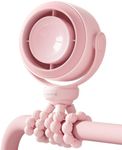SWEETFULL Portable Stroller Fan, Pinch-Proof Baby Fan, 10H Battery, 5-Speed Quiet Mini Clip on Fan, USB-C Rechargeable with LED Display for Car Seat, Crib & Travel - Pink