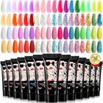 Morovan Poly Gel Nail Kit -36 Colors Poly Gel Nail Gel 15ml Professional Poly Gel Nails With Glitter & Clear Poly Gel Nail Kit For Beginners Suitable for DIY Design Salon French Line Nail Art