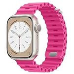 HITZEE Compatible with Apple Watch Ocean Strap 41mm 40mm 38mm, Soft Loop Silicone Straps with Buckle Designed for Apple Watch Series 9 8 7 SE2/SE 6 5 4 3 2 1, Hot Pink